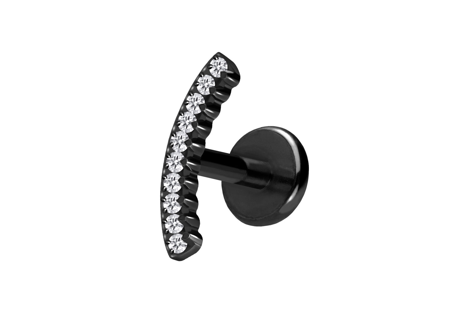 Titan Labret Piercing mit Push Fit KRISTALLBOGEN